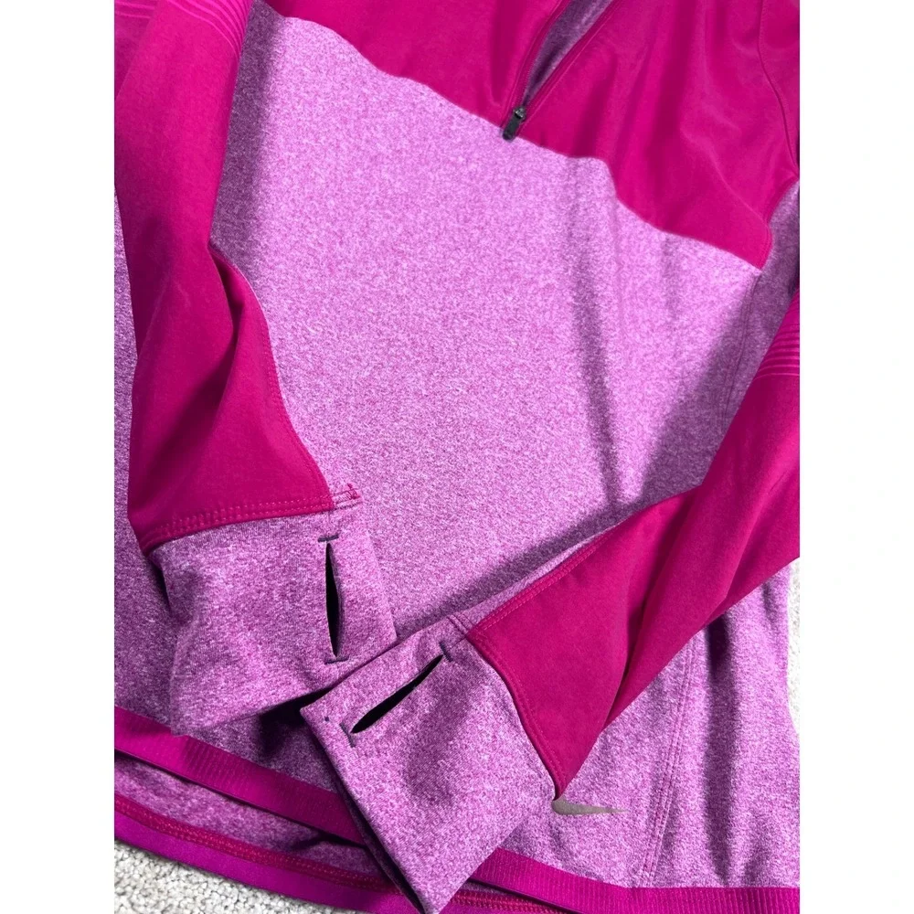 Nike Dri-FIT Running Half Zip‎ Pullover Top Pink Women's M Retro Neck Cold